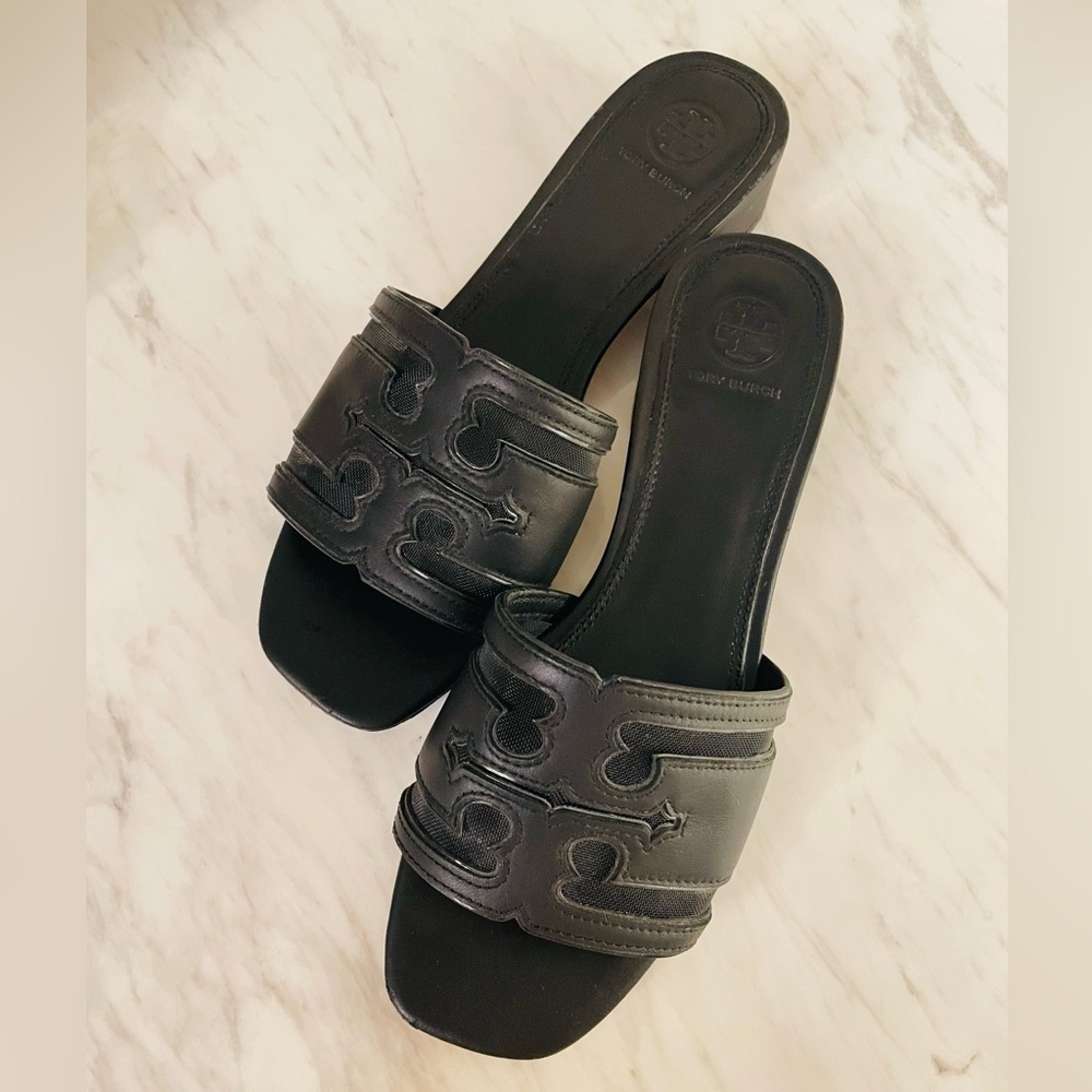 Tory Burch Stitched Logo 30MM Slide, Sz 7.5